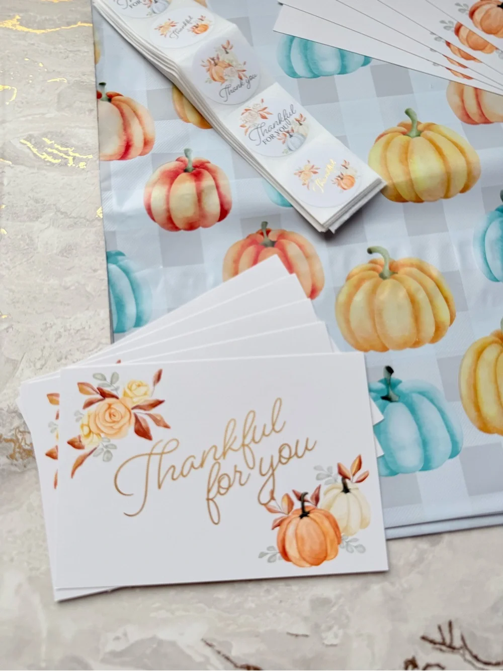 30 Pc Fall Reseller Bundle Poly Mailers Thank You Cards Stickers